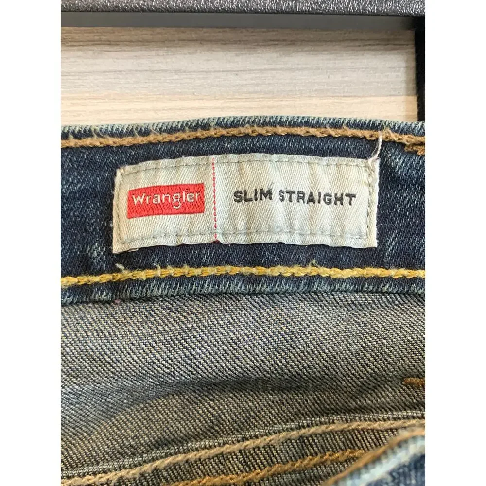 Wrangler Women's Slim Straight Leg Denim Jeans Stretch Blue Size 34/32 - Picture 3 of 5